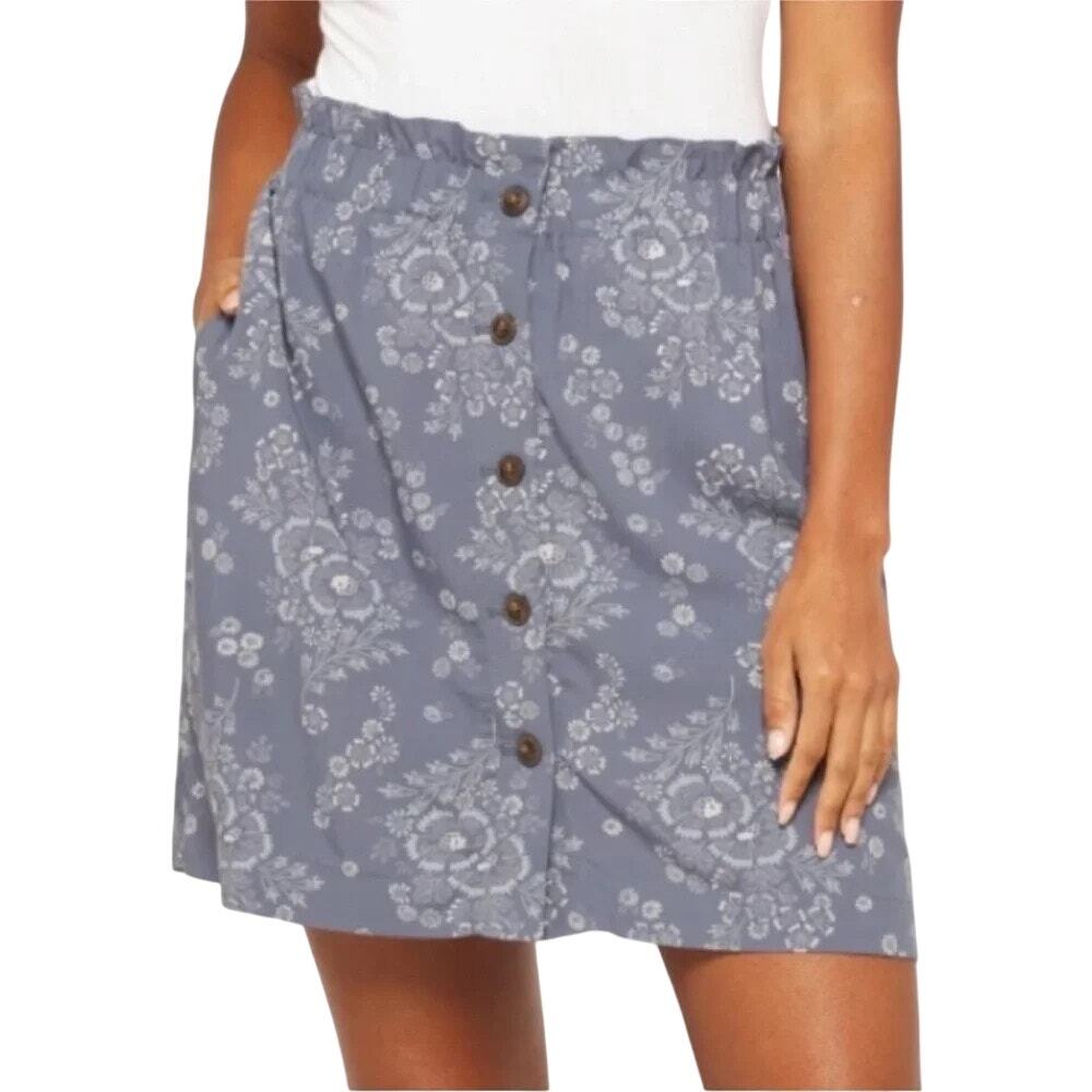 Madewell NEW Paperbag Button Blue White Dandelion Floral Mini Feminine Skirt